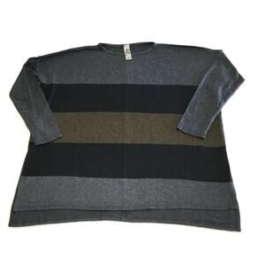 Go Couture Sweater Women's Striped Dolman Soft Gray/Black Size Med NWOT
